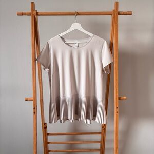 SPANX Cream Pleated Hem Blouse